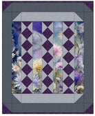 Lovely Flowers Quilt Pattern by Carmon's Quilt Shop featuring floral panels and purple diamond accents.
