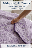 Carmon's Quilt Shop Malaysia quilt pattern featuring a lavender floral patchwork design with a dark purple binding.