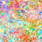 Carmon's Quilt Shop Got Your Back 118-inch wide cotton fabric with a vibrant multi-colored abstract splatter pattern.