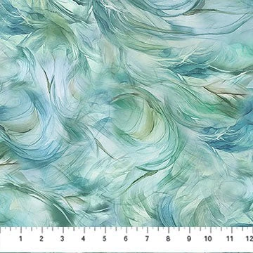 Carmon's Quilt Shop Raven's Call Lt Teal Abstract Swirls 100% Cotton Quilt Fabric
