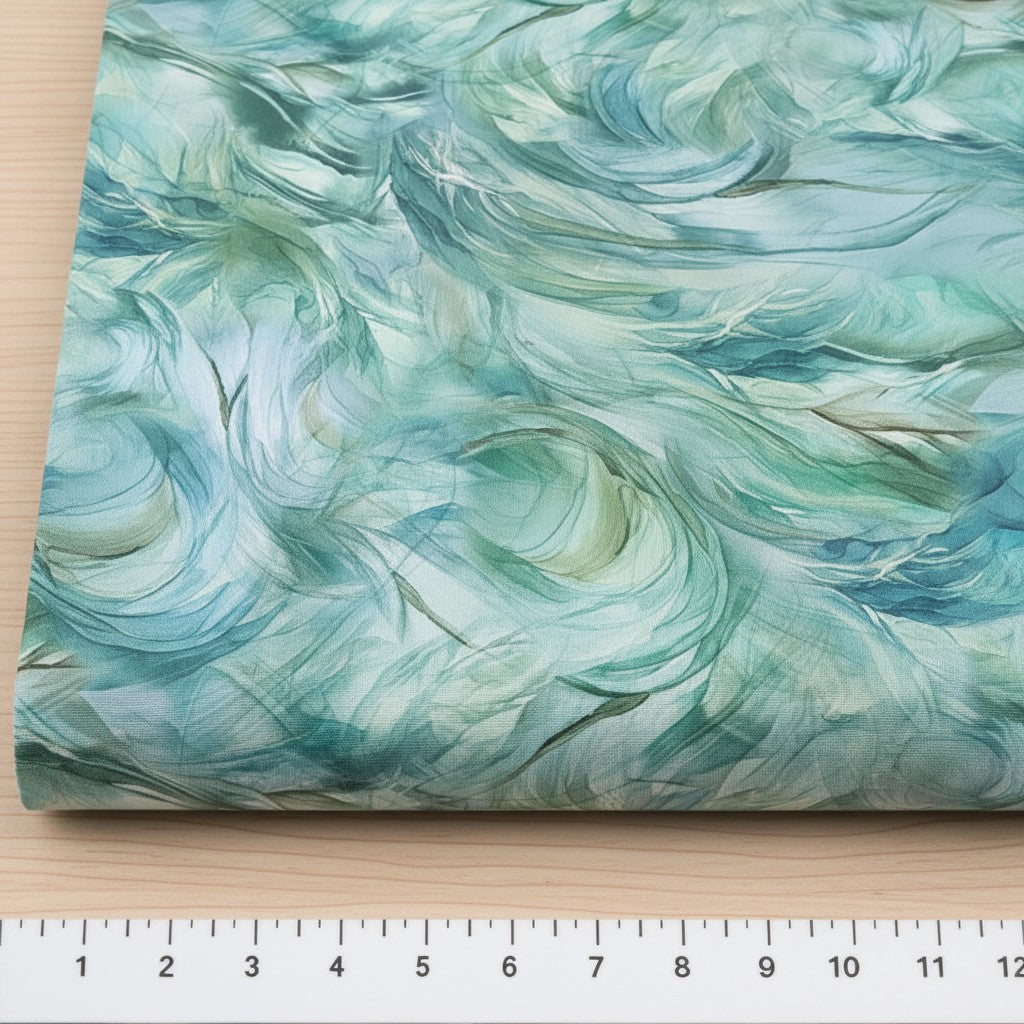 Carmon's Quilt Shop Raven's Call Lt Teal Abstract Swirls 100% Cotton Quilt Fabric DP28952-64