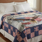 Carmon's Quilt Shop America 250 Years cotton quilt panel featuring Mount Rushmore, a bald eagle, and American flag.