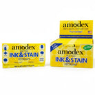 Carmon's Quilt Shop Amodex Ink & Stain Remover trial pack and display box for eco-friendly fabric cleaning
