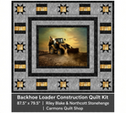 Carmon's Quilt Shop Backhoe Loader construction quilt kit featuring a central tractor panel and star border pattern.