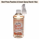 Carmon's Quilt Shop Best Press Peaches & Cream spray starch in a 16oz plastic bottle for quilting and ironing.