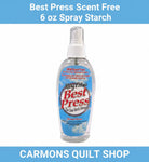 Carmon's Quilt Shop 6 oz bottle of Mary Ellen Products Best Press scent-free spray starch for quilting and sewing