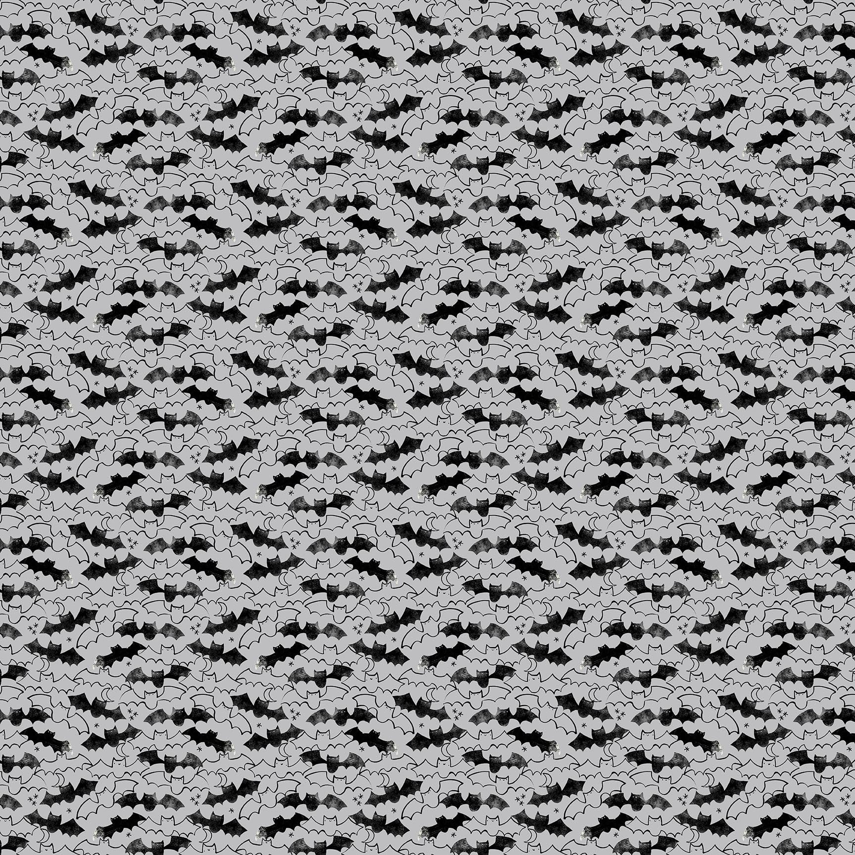 Carmon's Quilt Shop FIGO Fabrics Sweet Treat black bat print 100% cotton quilting fabric for Halloween projects