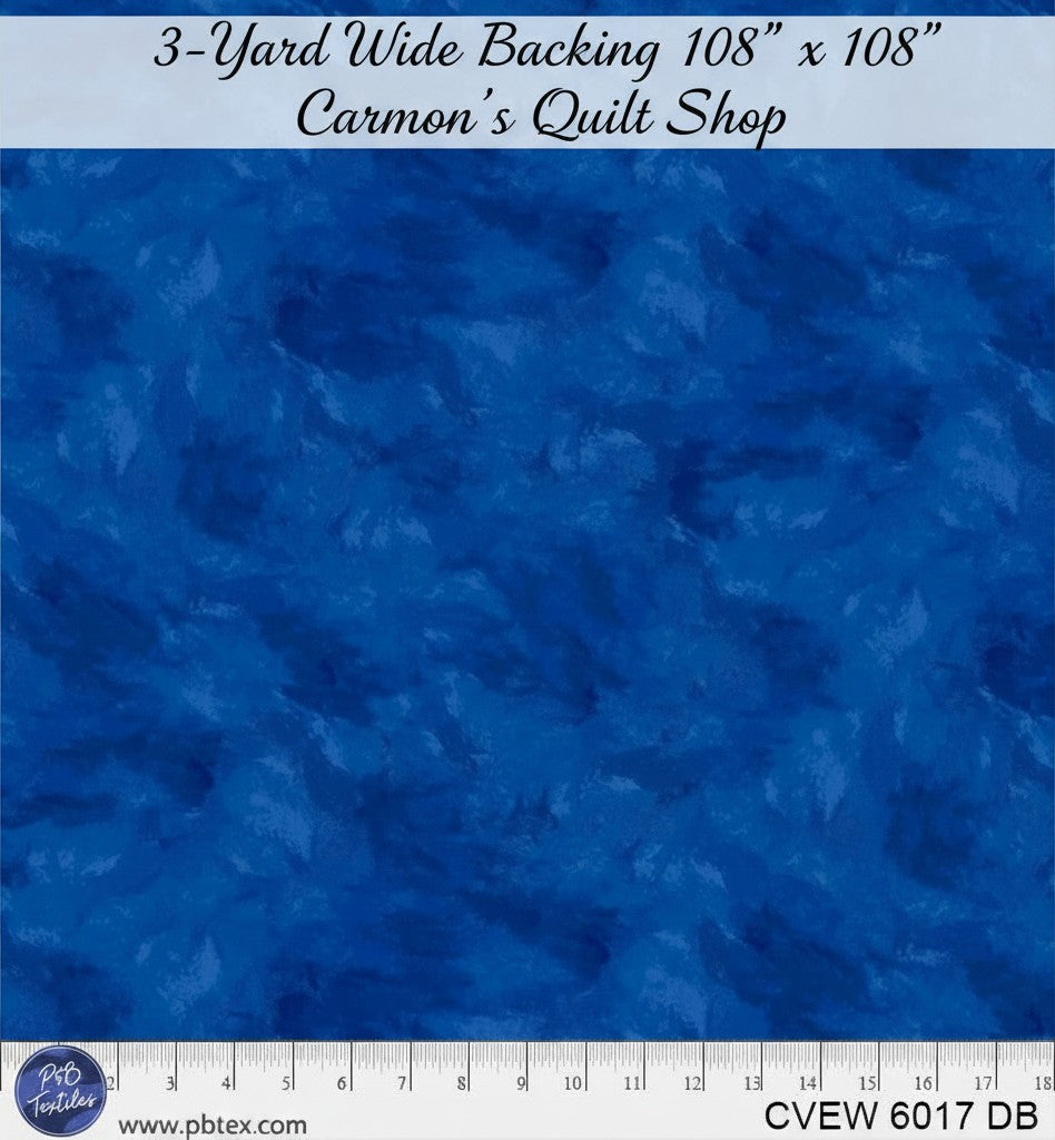 Carmon's Quilt Shop blue crushed velvet texture 108 inch wide cotton quilting fabric for quilt backing