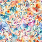 Carmon's Quilt Shop Butterfly Wishes cream 108-inch wide cotton quilt backing with watercolor butterfly print