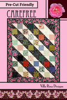 Carmon's Quilt Shop Villa Rosa Designs Carefree quilt pattern featuring a colorful 36x45 inch patchwork design
