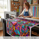 Carmon's Quilt Shop QT Fabrics Carnivale floral geometric cotton fabric being quilted on a longarm machine