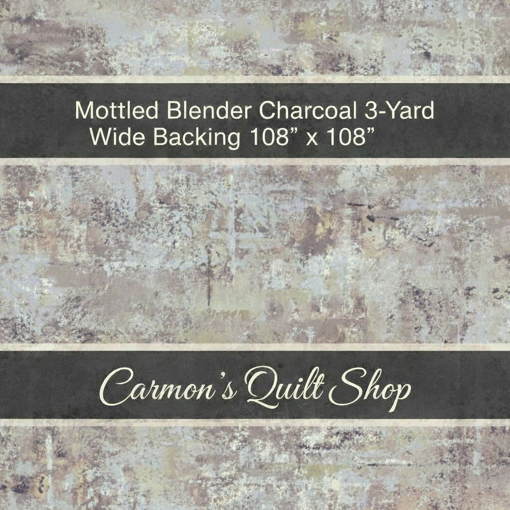 Carmon's Quilt Shop charcoal gray mottled blender 108-inch wide cotton fabric for quilt backing