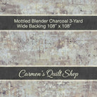 Carmon's Quilt Shop charcoal gray mottled blender 108-inch wide cotton fabric for quilt backing