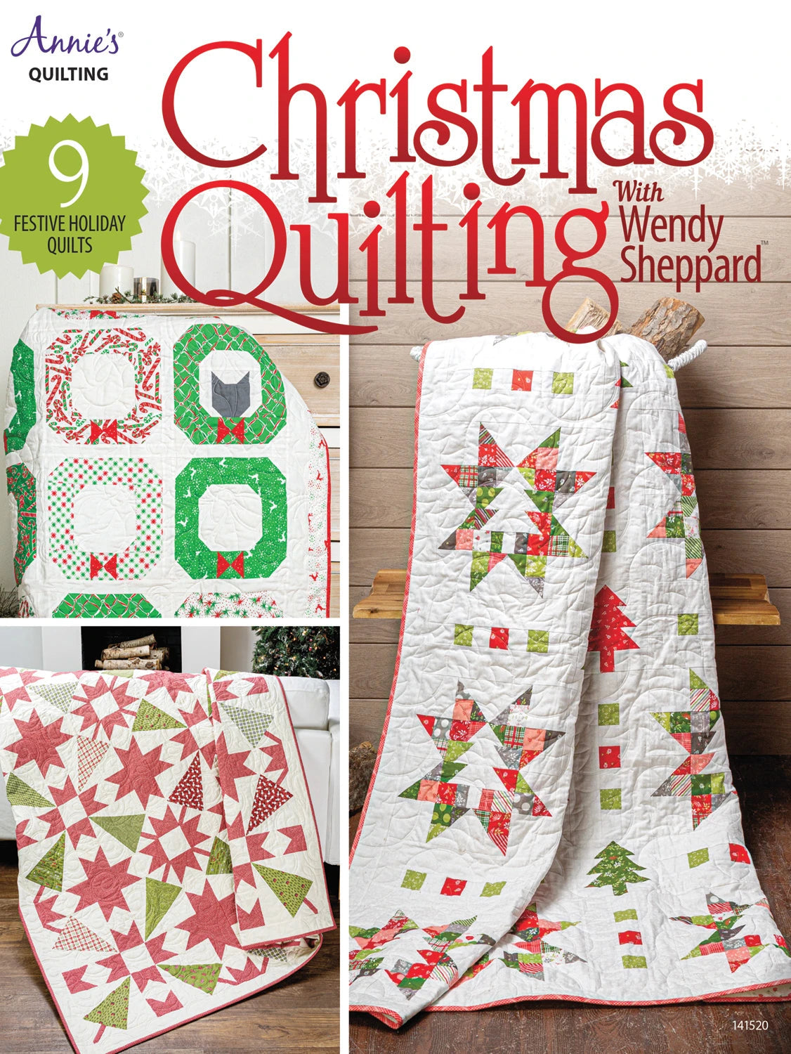 Carmon's Quilt Shop Christmas Quilting with Wendy Sheppard book cover featuring festive holiday quilt patterns