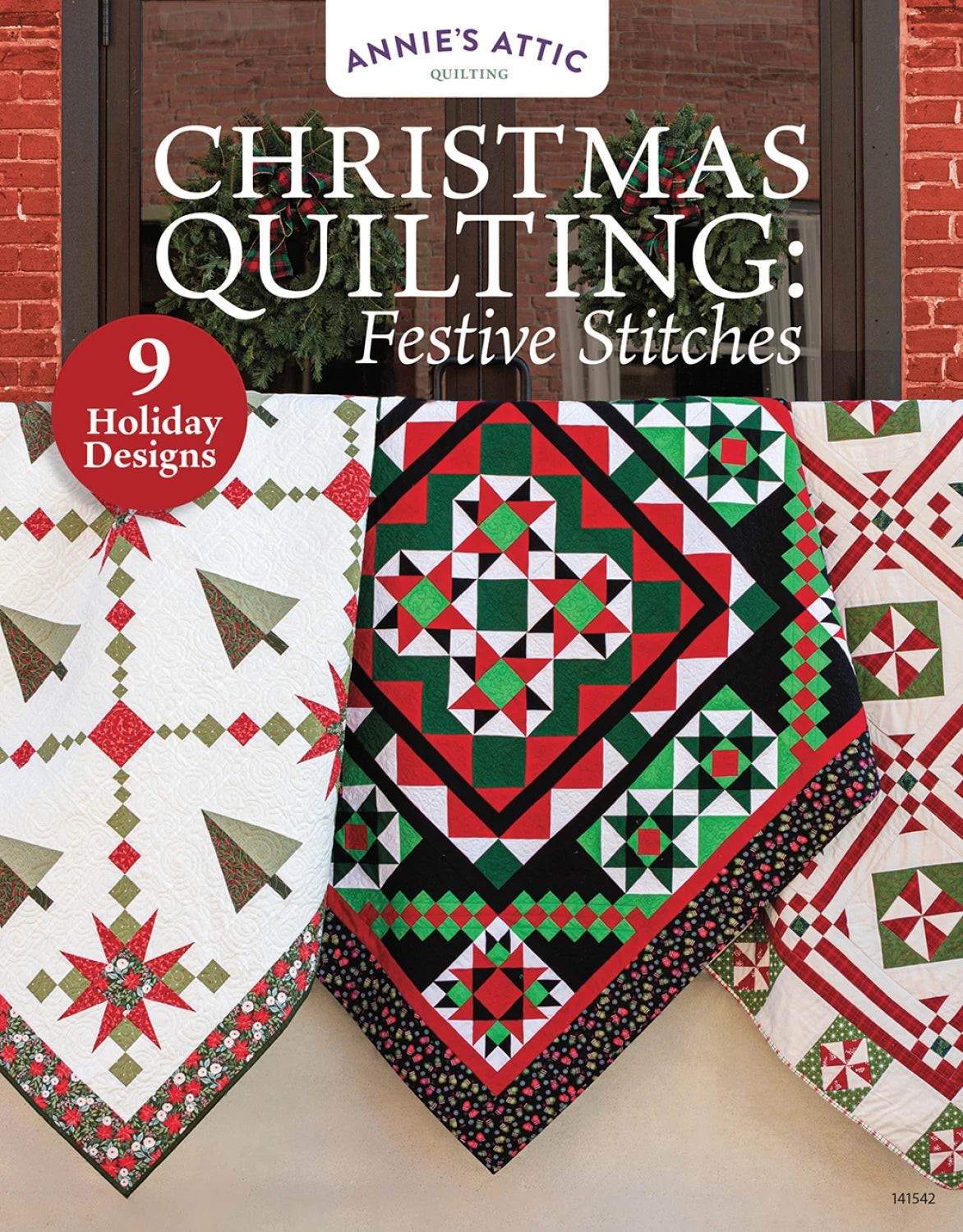 Carmon's Quilt Shop Annie's Attic Christmas Quilting pattern book featuring 9 festive holiday quilt designs.
