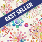 Carmon's Quilt Shop Circle Medallion 108 inch wide cotton backing fabric with colorful watercolor floral patterns