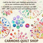 Carmon's Quilt Shop Circle Medallion Panorama 100% cotton fabric with colorful watercolor floral patterns