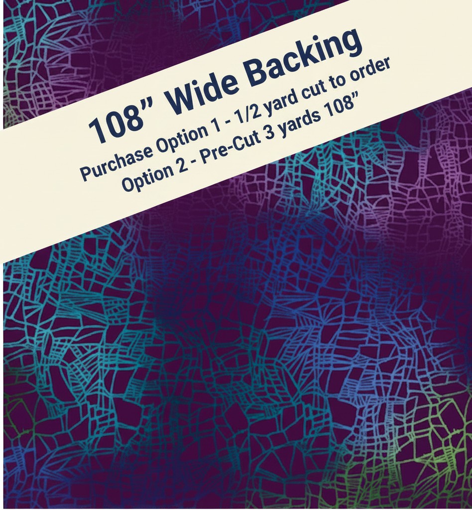 Carmon's Quilt Shop Cirrus Texture multi-colored 108-inch wide backing fabric with an atmospheric web-like pattern.