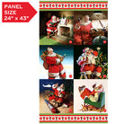 Carmon's Quilt Shop Coca-Cola Christmas cotton fabric panel featuring nostalgic Santa Claus holiday illustrations.