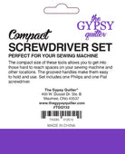 Carmon's Quilt Shop The Gypsy Quilter compact sewing machine screwdriver set packaging with Phillips and flat heads