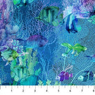 Carmon's Quilt Shop Coral Reef fat quarter bundle featuring vibrant blue ocean fish and coral reef fabric patterns.