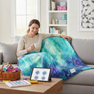 Carmon's Quilt Shop Coral Reef wide backing fabric in turquoise multi, 100% cotton, 108" x 108".