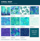 Carmon's Quilt Shop Coral Reef fat quarter bundle featuring 11 ocean-themed cotton fabrics with turtles and coral.