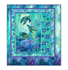 Carmon's Quilt Shop Coral Reef Star Fish quilt kit featuring sea turtles and vibrant blue and purple ocean fabrics.