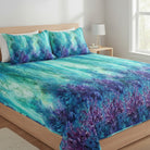 Carmon's Quilt Shop Coral Reef turquoise multi 100% cotton wide backing fabric, 3 yards 108" x 108", featuring underwater coral and sea life.
