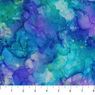 Carmon's Quilt Shop Coral Reef turquoise multi fabric with an abstract alcohol ink design for quilting and sewing.