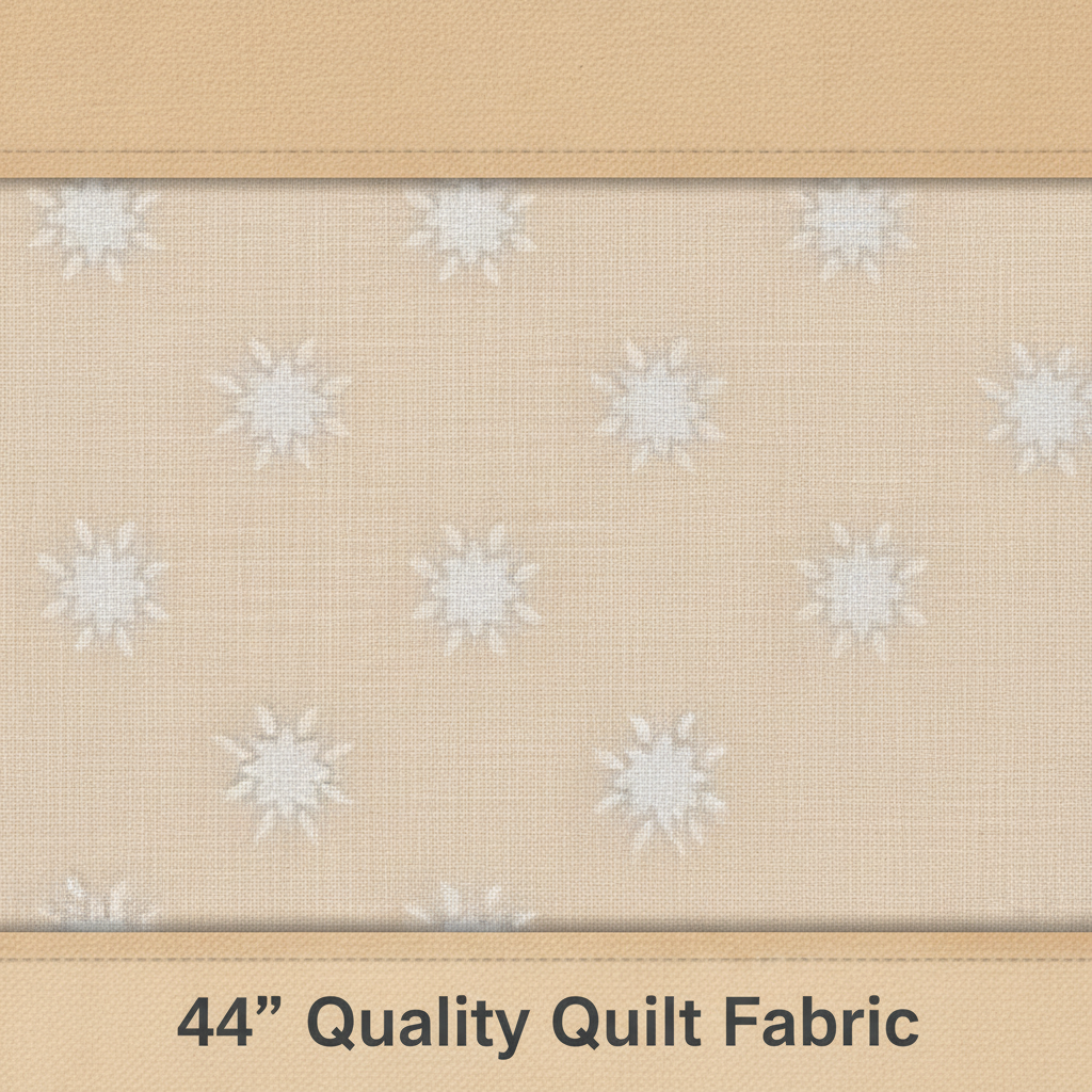 Carmon's Quilt Shop Light As Air cream cotton fabric with white floral pattern for quilting and sewing projects.