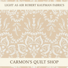 Carmon's Quilt Shop Light As Air cream 100% cotton quilting fabric with a white botanical floral print