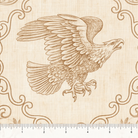 Carmon's Quilt Shop American Heritage cream cotton fabric featuring a vintage eagle graphic and scrollwork border.