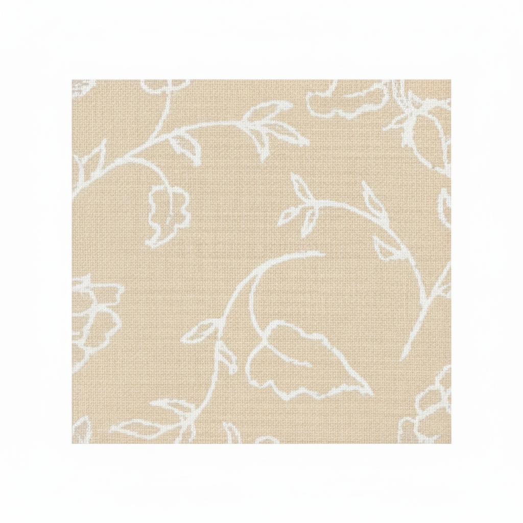 Carmon's Quilt Shop Light As Air cream cotton fabric with a delicate white floral vine pattern for quilting projects.