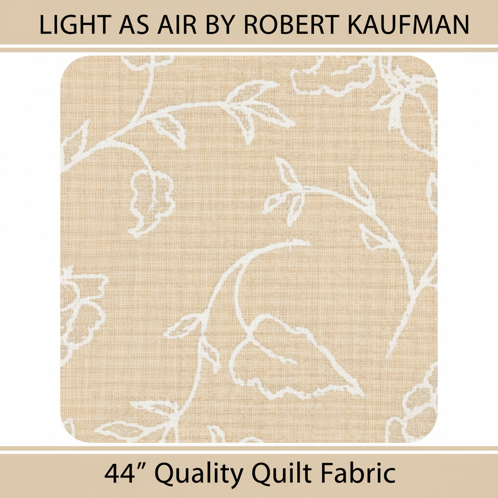 Carmon's Quilt Shop Light As Air cream cotton quilting fabric with white floral vine pattern