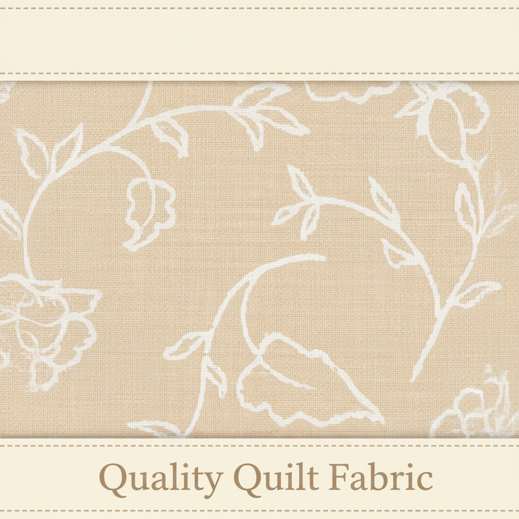 Carmon's Quilt Shop Light As Air cream cotton fabric with elegant white floral vine pattern for quilting projects