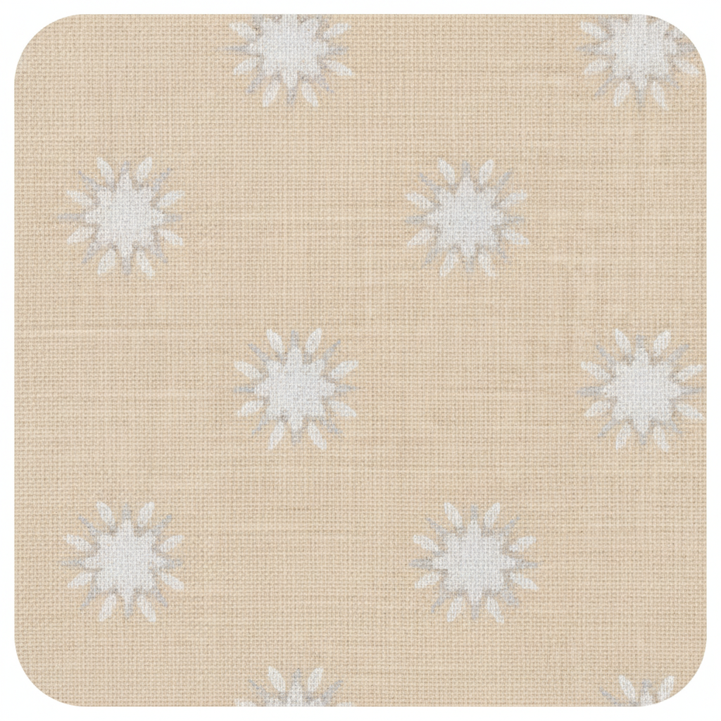Carmon's Quilt Shop Robert Kaufman Light As Air cream cotton fabric with white starburst floral pattern