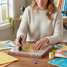 Carmon's Quilt Shop Creative Grids 8.5in square quilting ruler with non-slip grip for fussy cutting and squaring blocks.