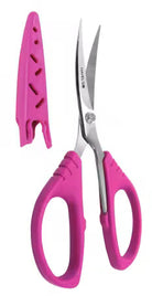 Carmon's Quilt Shop 5.5-inch Havel's sewing scissors with stainless steel curved blades and pink comfort-grip handles.