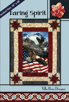 Carmon's Quilt Shop Daring Spirit quilt pattern featuring bald eagles, American flag, and star motifs in red white blue