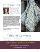 Carmon's Quilt Shop Daydream Sampler quilt pattern book page showing a blue and yellow pieced quilt and introduction