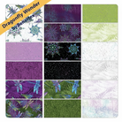 Carmon's Quilt Shop Dragonfly Wonder cotton fabric collection featuring white and multi-colored dragonfly medallions.