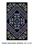 Carmon's Quilt Shop Benartex Dragonfly Wonder cotton fabric panel featuring purple dragonflies on a black background