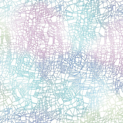 Carmon's Quilt Shop Dragonfly Wonder cotton fabric with a blue and purple abstract geometric dragonfly wing pattern