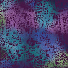 Carmon's Quilt Shop Dragonfly Wonder cotton fabric featuring a vibrant purple and teal abstract dragonfly wing pattern.