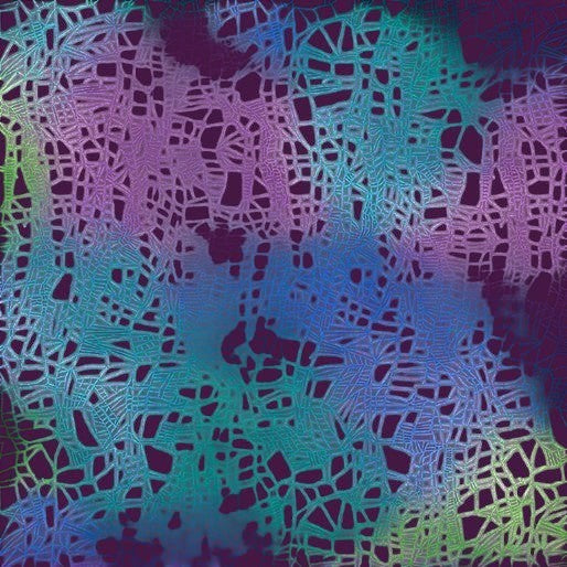 Carmon's Quilt Shop Dragonfly Wonder cotton fabric featuring a vibrant purple and teal abstract dragonfly wing pattern