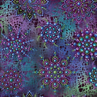 Carmon's Quilt Shop Dragonfly Wonder cotton fabric featuring purple and teal mandala-style dragonfly patterns.