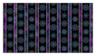 Carmon's Quilt Shop Dragonfly Wonder cotton fabric featuring purple and teal mandala patterns on black stripes.