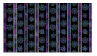Carmon's Quilt Shop Dragonfly Wonder cotton fabric featuring purple and teal mandala patterns on black stripes.