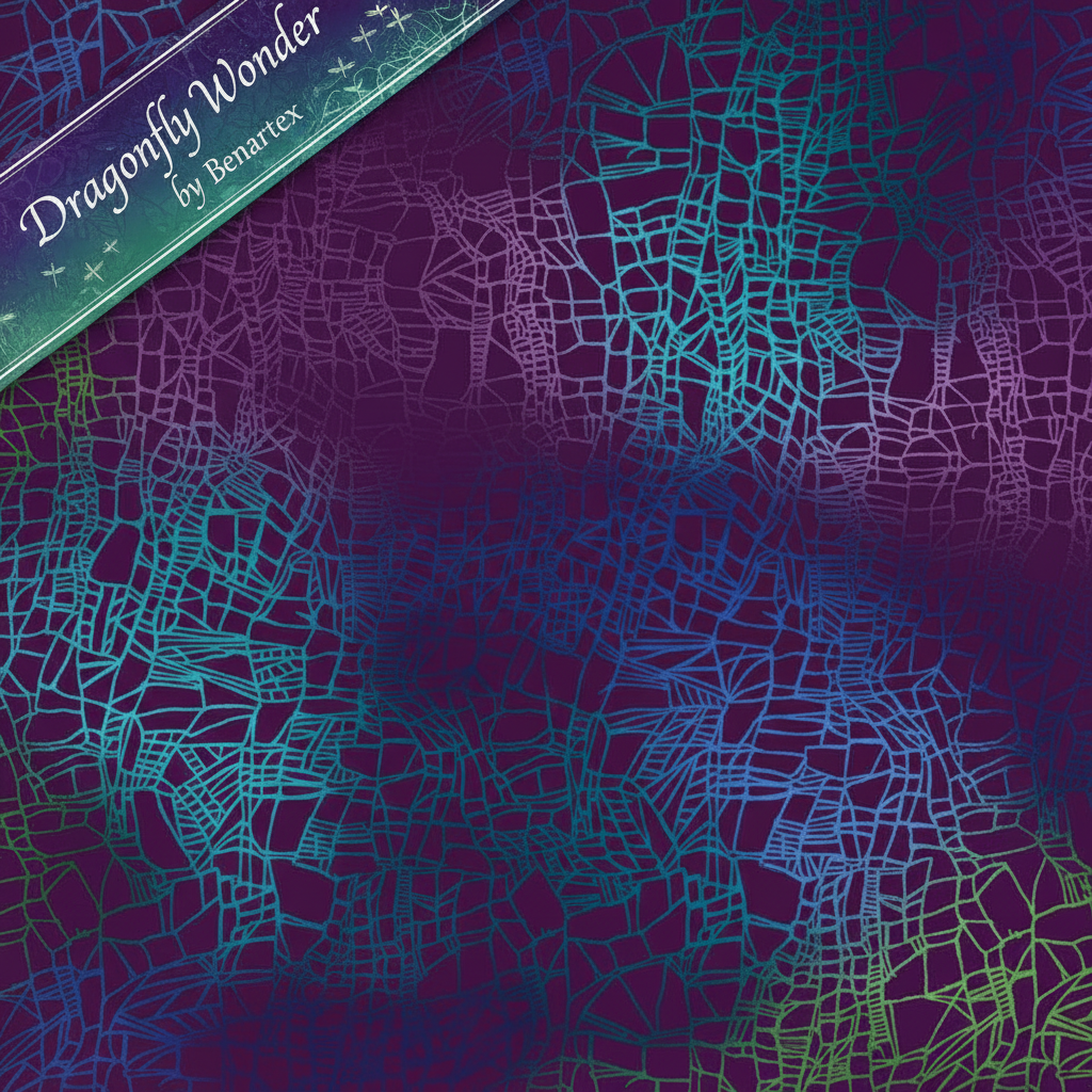 Carmon's Quilt Shop Dragonfly Wonder plum purple cotton fabric with teal and green rippling wave texture pattern